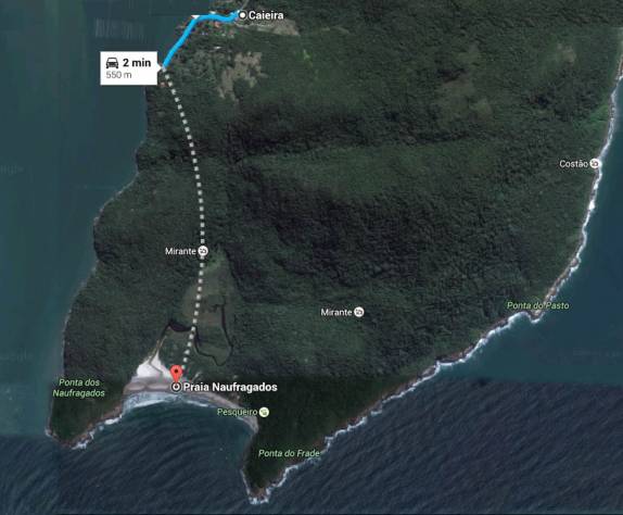 A trilha de Caieras até a praia de Naufragados, no extremos sul da ilha de Santa Catarina, município de Florianópolis. São cerca de 60 minutos de caminhada, quase sempre na sombra
